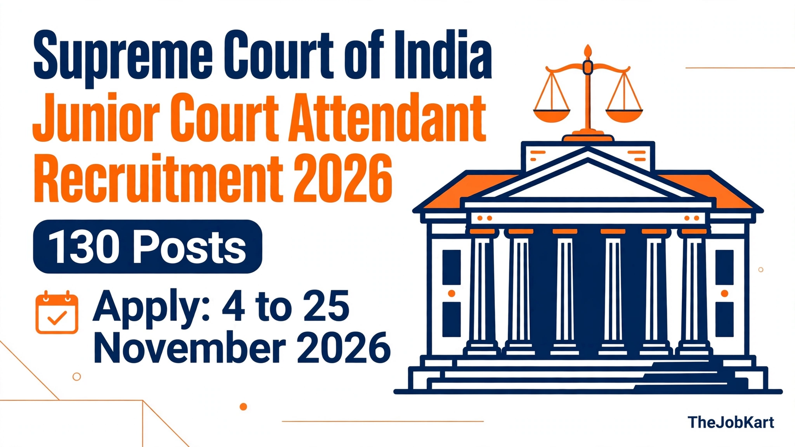 Supreme Court Junior Court Attendant Recruitment 2026 (130 Posts)